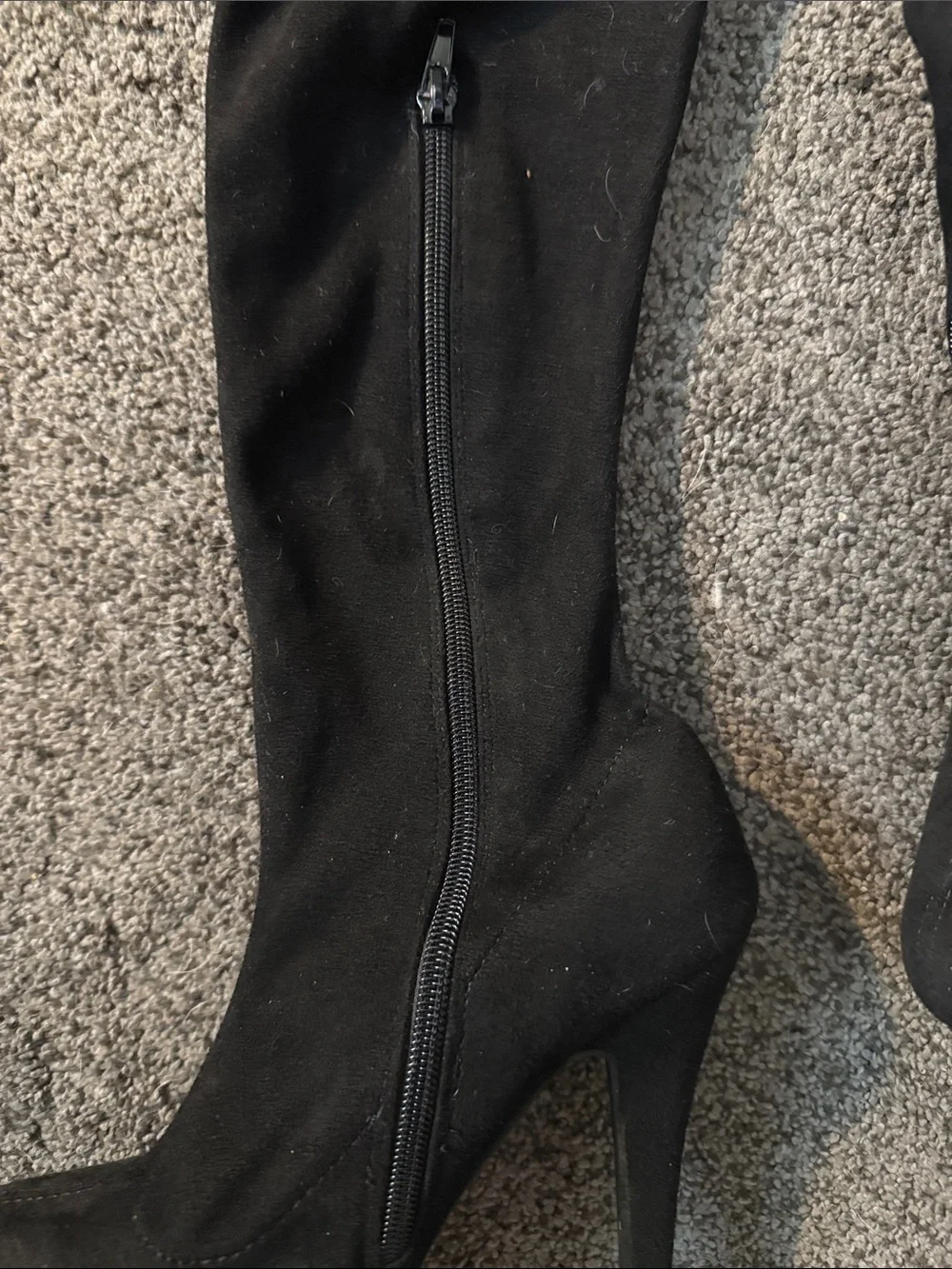 Koi Couture Black Over-the-Knee Suede Platform Stiletto Boots
